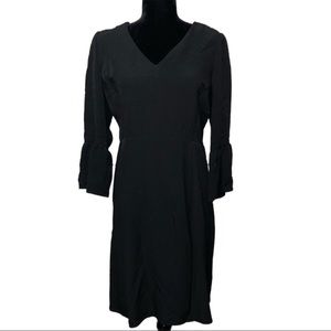 Sabie Black Vneck Dress with Bell Sleeves